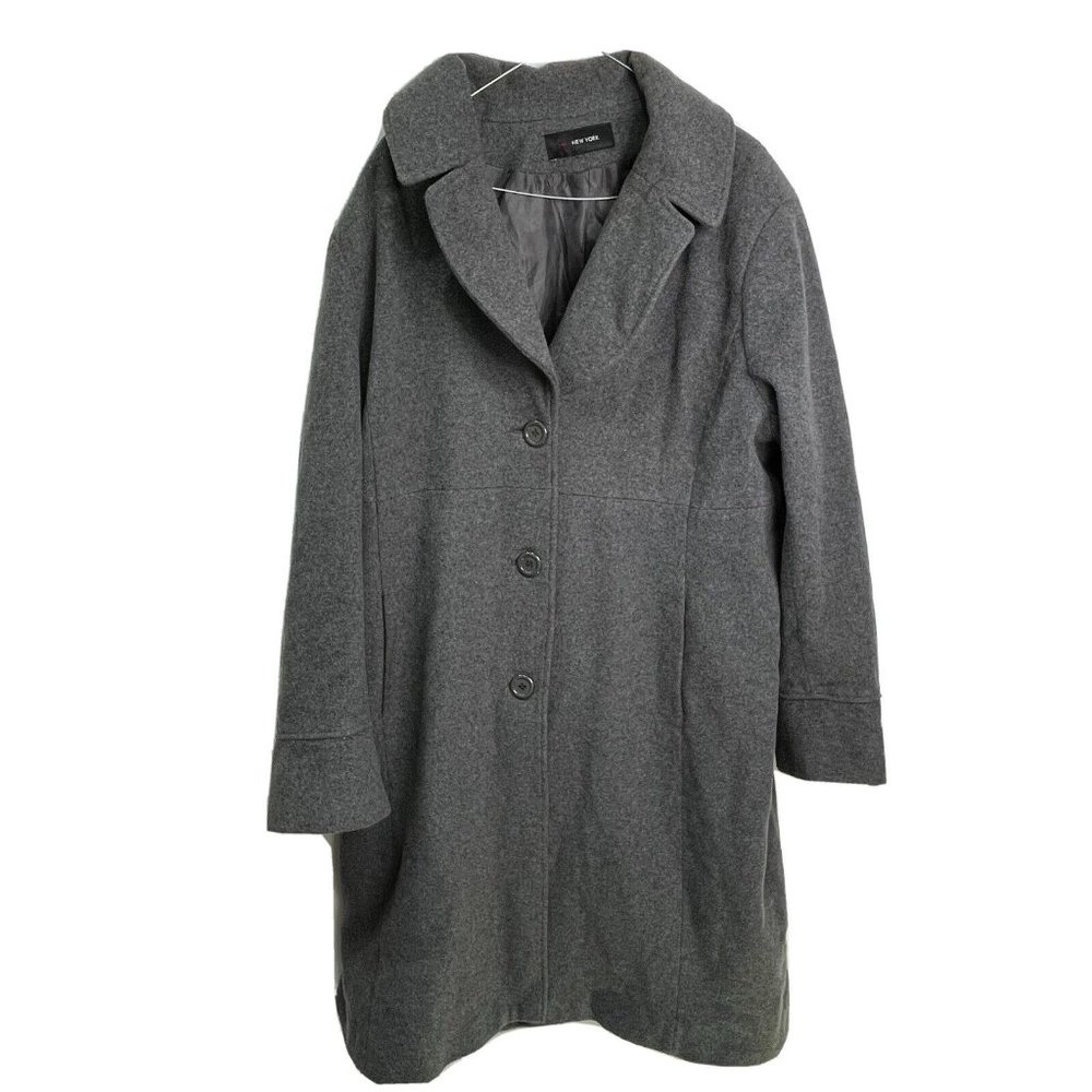 MAX New York Women’s Plus Size Gray Dress Long Wool Winter Jacket Size 20 Womens